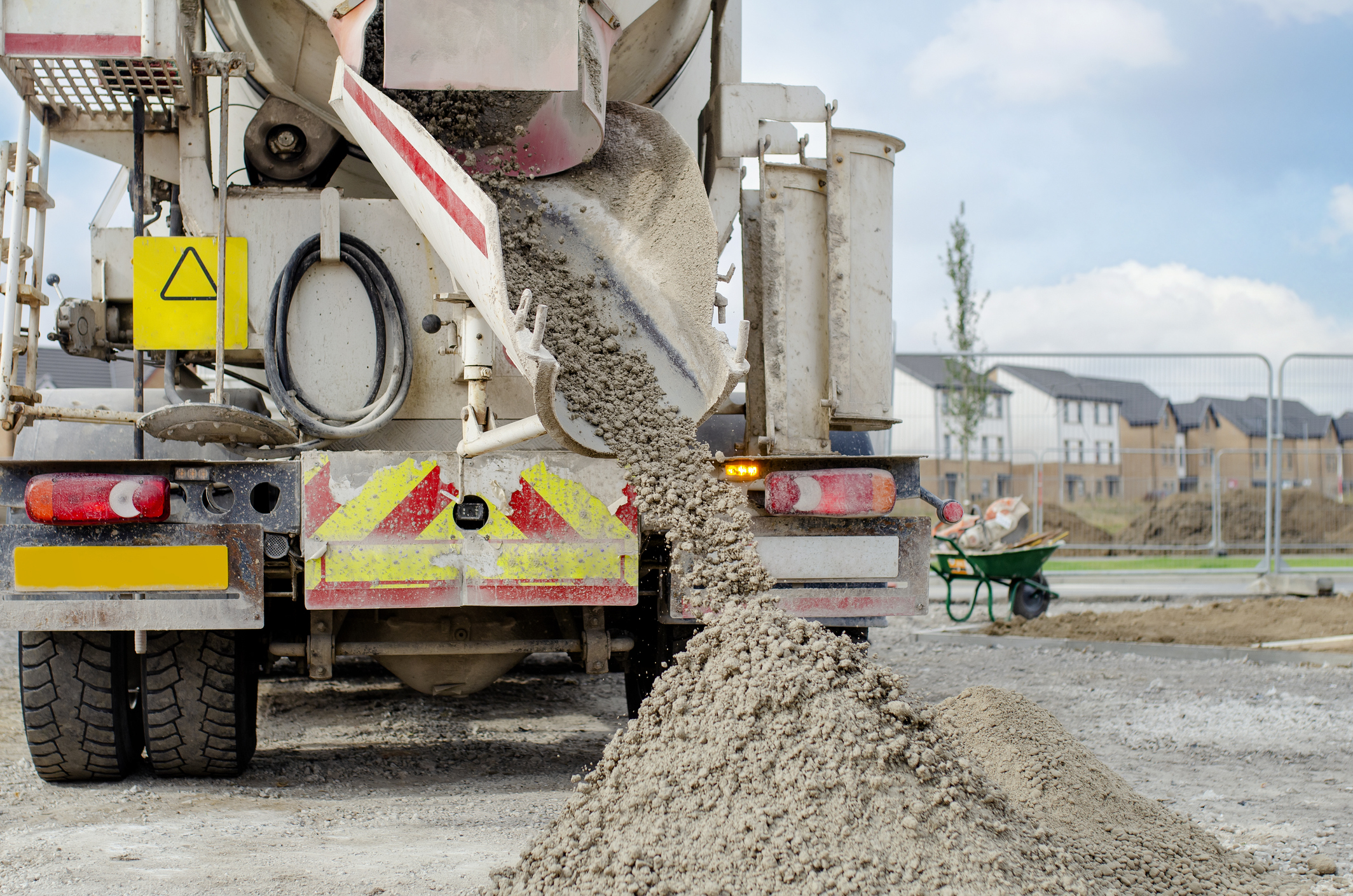 Concrete delivered to the construction site